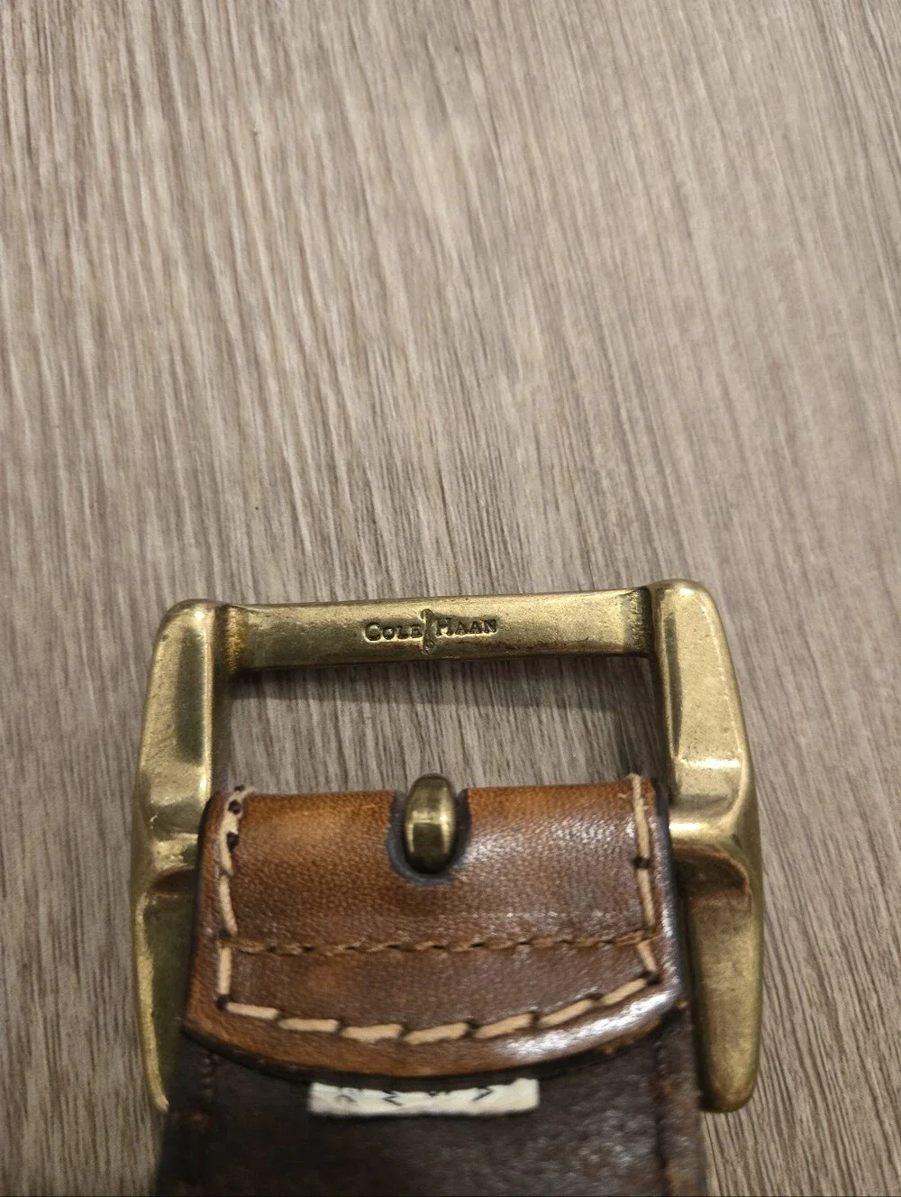 Mens Cole Haan Burnished Brown Leather Belt Grunge Rustic Size 36 Western VTG